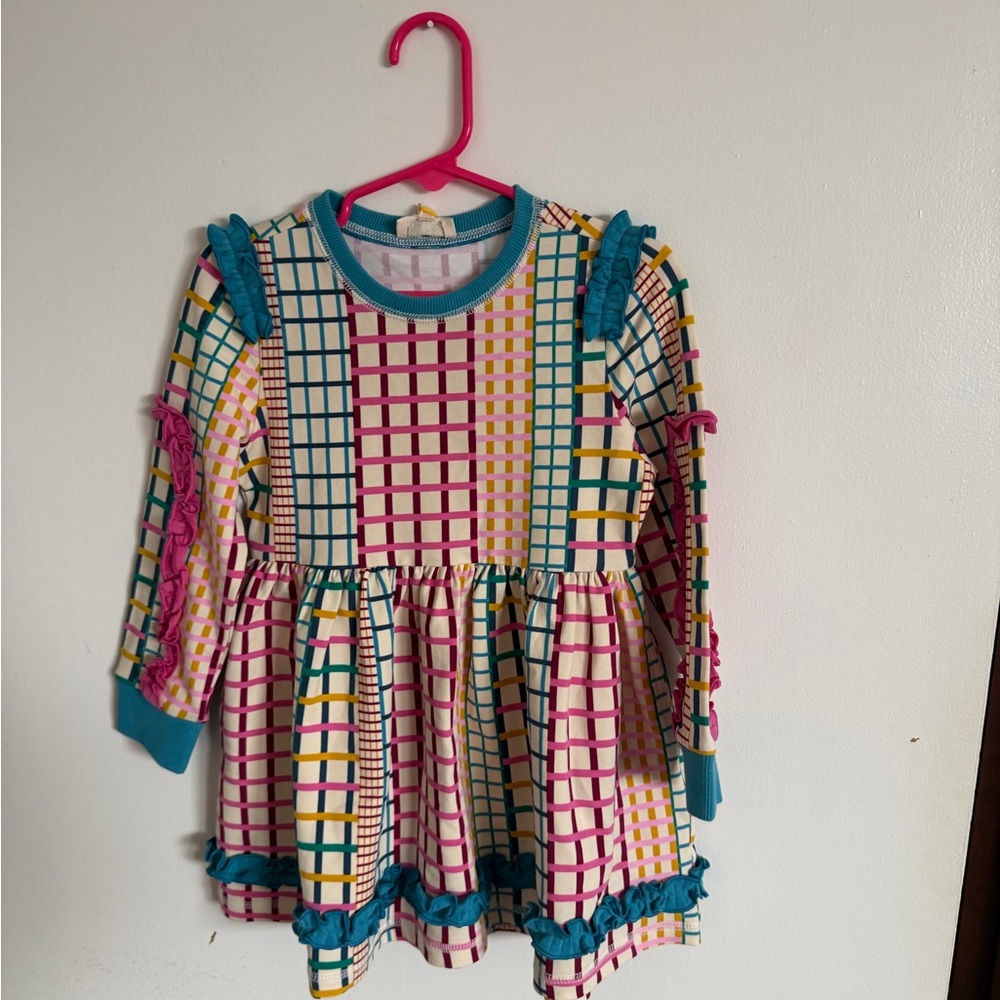 Colorful Checkered Kids Casual Dress